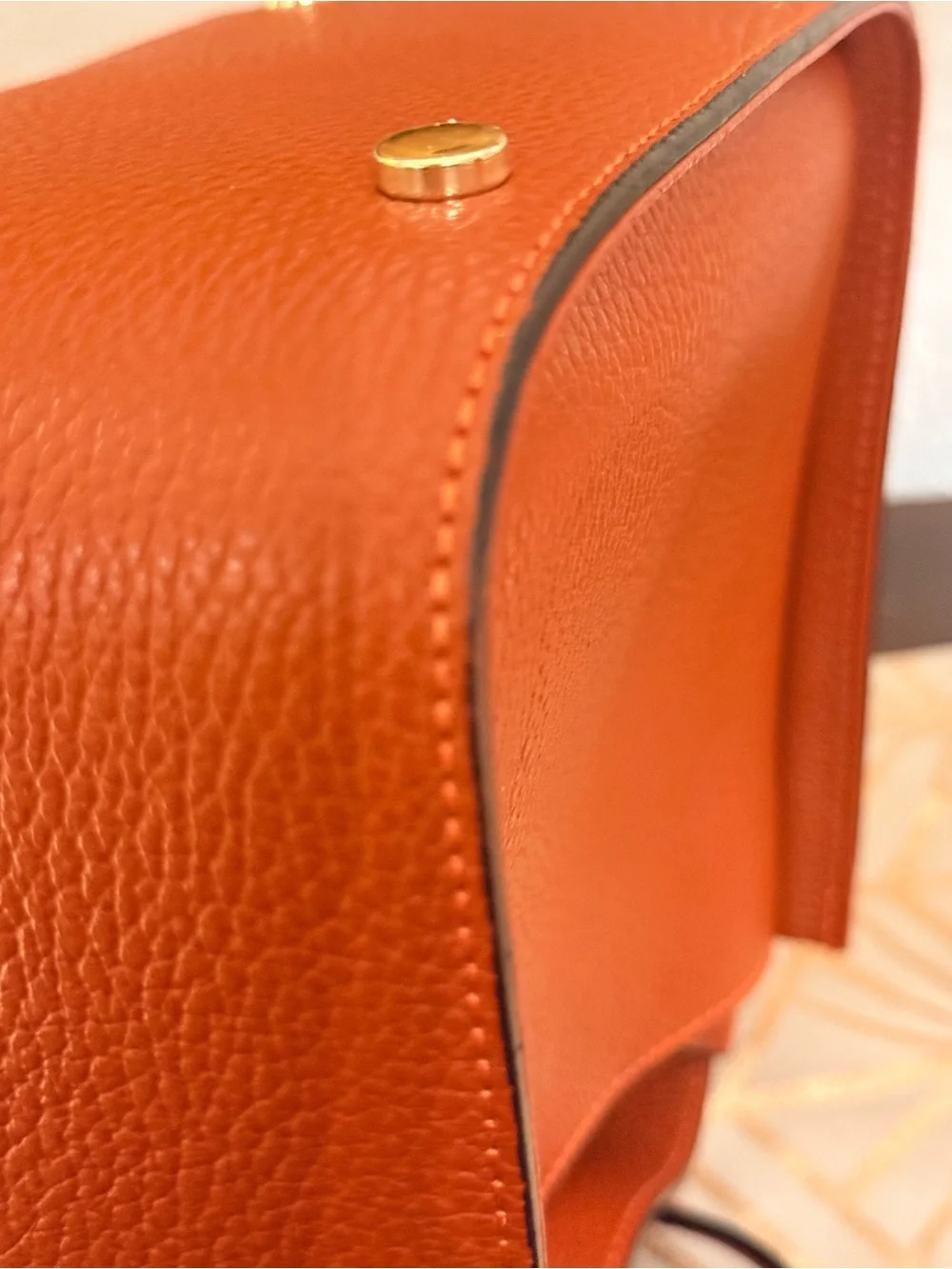 Leather Shoulder Bag in Rustic Orange